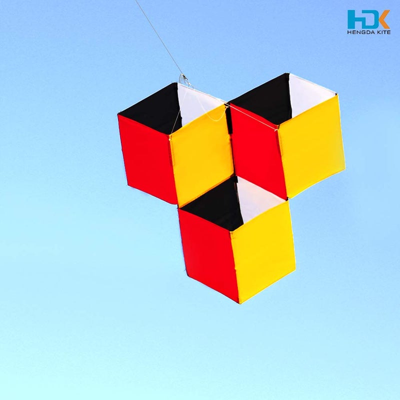 HENGDA KITE for Kids & Adults, 3D Magic Cube Box Kite Single Line Kite Flying for Children Kids Outdoor Toys Beach Park Playing - Image 3